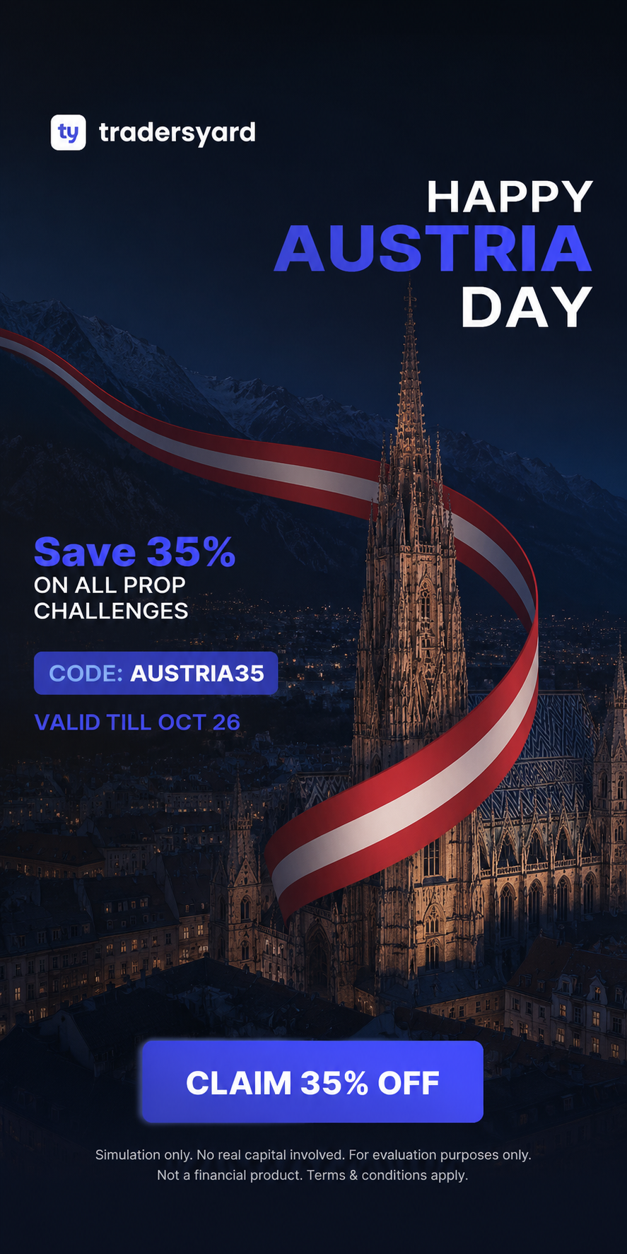 Happy Austria Day — Save 35% on all prop challenges, code AUSTRIA35